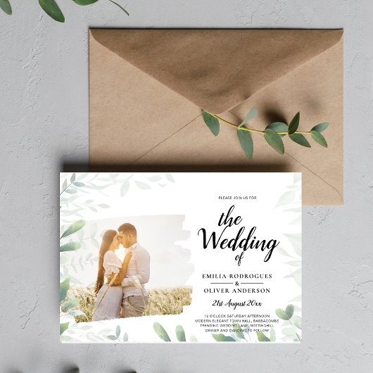 予算に優しいウェディング招待状　写真　グリーン チラシ