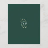 予算に優しいエメラルドグリーンの花のゴールドアーチの結婚式招待状 (裏面)