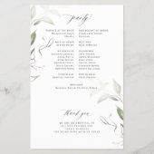 予算に優しいエレガントなグリーンの葉のウェディングプログラム チラシ (裏面)