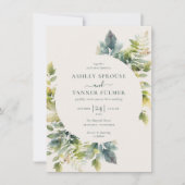 予算に優しいエレガントなフォレストリーフグリーンウェディング 招待状 (正面)