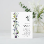 予算に優しいオリーブの枝のモノグラム結婚式招待状 (スタンド正面)