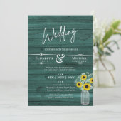 予算に優しいカジュアルウェディングのグリーンイエローひまわり招待状 (スタンド正面)
