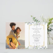 予算に優しいグリーン写真結婚式招待状 (スタンド正面)