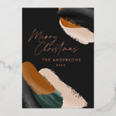 予算に優しいグリーン テラコッタ モダン ミニマル 水彩 箔シーズンカード (正面)