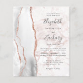 予算に優しいグレーのアゲート ローズゴールド マーブル 結婚式の招待状 (正面)