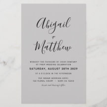 予算に優しいグレー モダン エレガント ウェディング 招待状