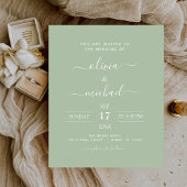 予算に優しいサググリーンの結婚式 現代のタイポグラフィ チラシ