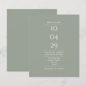 予算に優しいサググリーン結婚式の日付招待状 (正面/裏面)