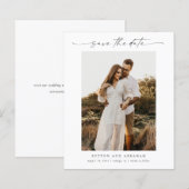 予算に優しいスクリプト写真ミニマル結婚式セーブ・ザ・デート (正面/裏面)