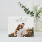予算に優しいスクリプト写真付き結婚式の保存日カード (スタンド正面)