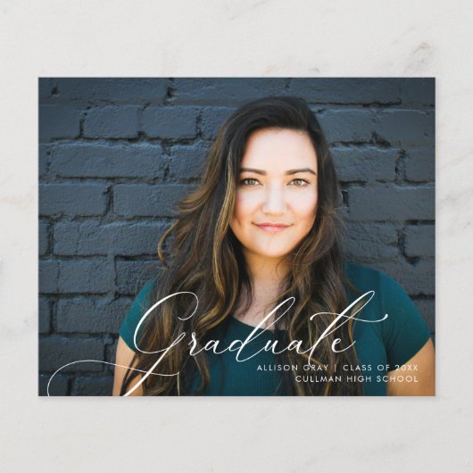 予算に優しいスクリプト写真卒業式招待状 チラシ (正面)