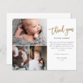 予算に優しいスクリプト3フォトベイビー感謝カード (正面/裏面)