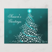 予算に優しいスターリークリスマスツリーアクアホリデーカード (正面)