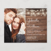 予算に優しいストリングライトのラスティックな写真ウェディング招待状 (正面)
