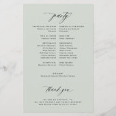 予算に優しいセージグリーンのエレガントな結婚式のプログラム (裏面)