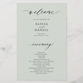 予算に優しいセージグリーンのエレガントな結婚式のプログラム (正面)