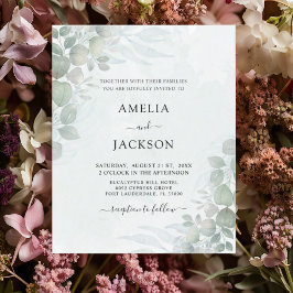 予算に優しいセージグリーンのユーカリの結婚式招待状