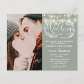 予算に優しいセージグリーンのライトの結婚式の招待状 (正面)