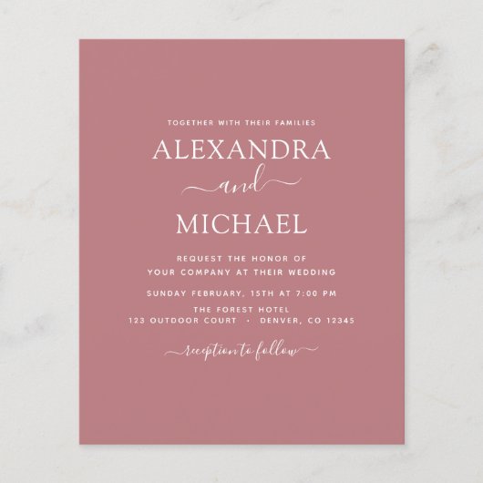 予算に優しいダスティローズのウェディング写真招待状 チラシ (正面)