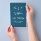 予算に優しいダークターコイズシンプルウェディング招待状 チラシ (ハンドル)