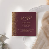 予算に優しいバーガンディゴールドグリッター結婚式QRコードRSVP エンクロージャーカード