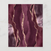 予算に優しいバーガンディ ローズゴールド アゲート ダーク ウェディング メニュー (裏面)