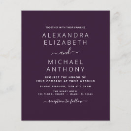 予算に優しいパープルプラムの結婚式招待状 チラシ