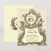 予算に優しいビンテージ ロココ様式 ウェディング ティーパーティー 招待状 (正面/裏面)