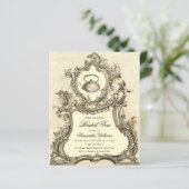 予算に優しいビンテージ ロココ様式 ウェディング ティーパーティー 招待状 (スタンド正面)