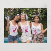 予算に優しいピンクの花柄の写真を使ったブライダルシャワーのお礼カード (裏面)