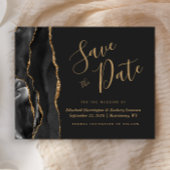 予算に優しいブラック ゴールド アゲート ダーク ウェディング セーブ ザ デート