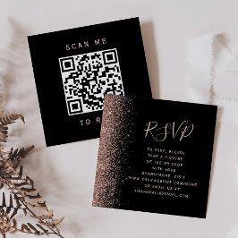 予算に優しいブラック ローズゴールド ウェディング QRコード RSVP エンクロージャーカード