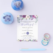 予算に優しいペリウィンクル+フクシアの花嫁招待状 チラシ (シングル)
