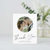 予算に優しいミニマリストの写真付き結婚式のお礼カード (スタンド正面)