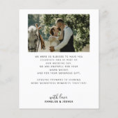 予算に優しいミニマリストの写真付き結婚式のお礼カード (裏面)