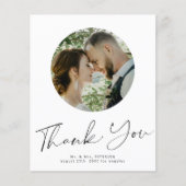 予算に優しいミニマリストの写真付き結婚式のお礼カード (正面)