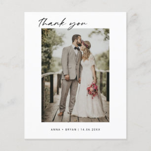 予算に優しいミニマリスト結婚式写真感謝カード チラシ
