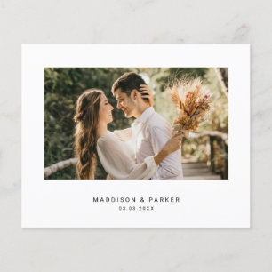 予算に優しいミニマルな結婚式の写真を使った感謝カード チラシ