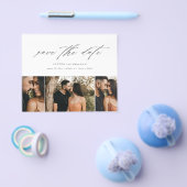 予算に優しいミニマルスクリプトの3枚の写真のSave The Date チラシ (シングル)