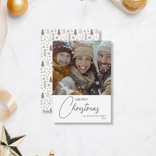予算に優しいメリークリスマス家族写真ホリデーカード ノートカード