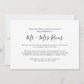 予算に優しいモダンでミニマルなエレガントなフォトウェディング 招待状 (裏面)