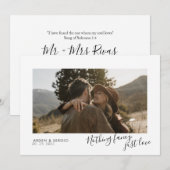 予算に優しいモダンでミニマルなエレガントなフォトウェディング 招待状 (正面/裏面)