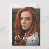 予算に優しいモダンなカリグラフィー写真 卒業パーティー 招待状 (正面)