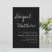 予算に優しいモダンなブラック＆ホワイトの結婚式招待状 (スタンド正面)
