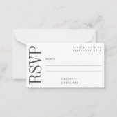 予算に優しいモダンな黒白RSVP QRコードウェブサイト ノートカード (正面)