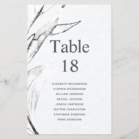 予算に優しいモノクログラフィックリーフェイジの席次表 (裏面)