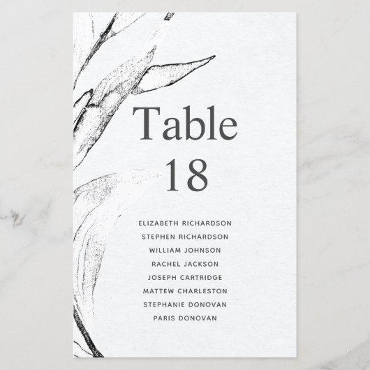 予算に優しいモノクログラフィックリーフェイジの席次表 (正面)