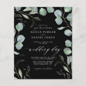 予算に優しいユーカリのグリーンを使ったウェディング招待状 (正面)