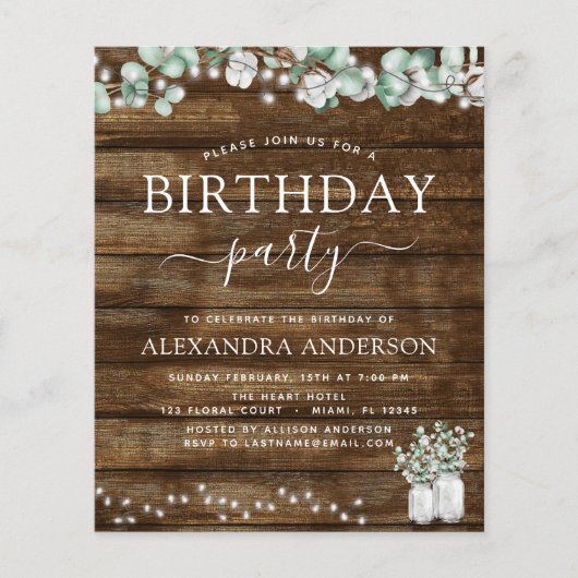 予算に優しいユーカリのラスティックな結婚式前パーティライト (正面)