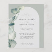 予算に優しいユーカリの門のアーチの結婚式の招待状 チラシ (正面)